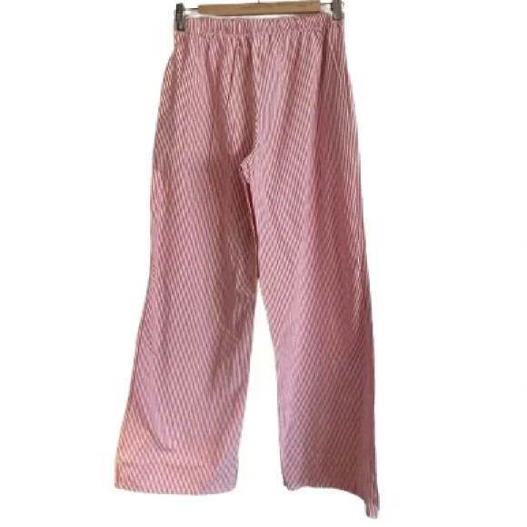 Pink and White Striped Wide Leg Drawstring Pants -Size M - Picture 5 of 5